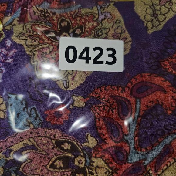 Chaps Large Paisley Floral Colorful Tunic Blouse with Drawstring Waist Lg V-Neck - Picture 10 of 10